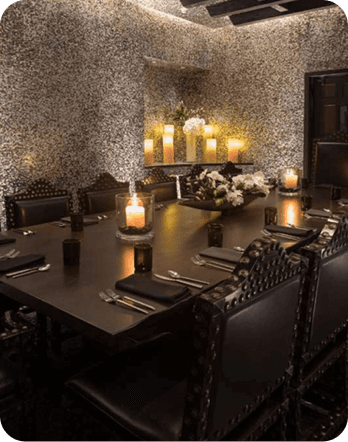 Private dining room with candles